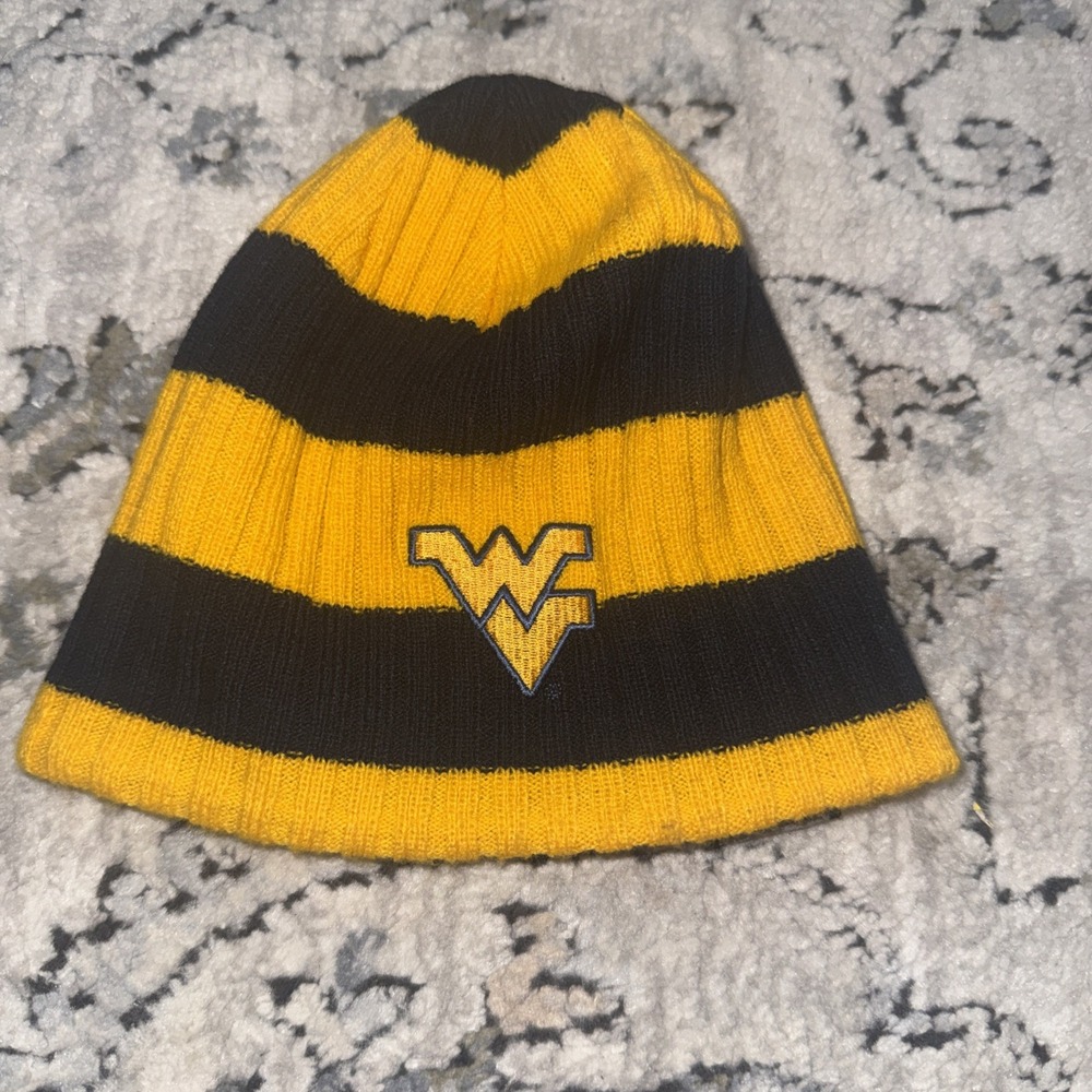West Virginia‎ Mountaineers Youth Columbia Yellow And Blue Beanie Hat Stripe
